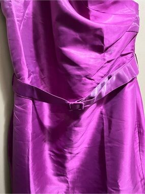 Fashion Nova Strapless Satin Dress in Fuchsia